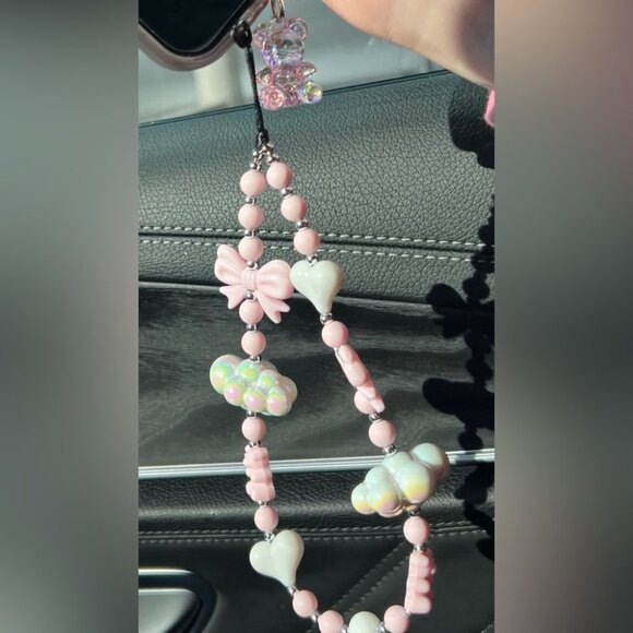 Phone Strap Lanyard β¨βοΈ Luxury cloud ribbons hearts beaded shiny luxe y2k kawaii - Picture 6 of 16